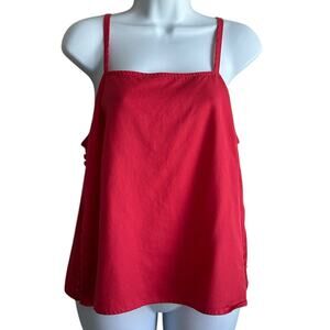 Y2K Cremieux Women Top Red Lyocell Camisole Satiny Layer Coquette Festival Retro